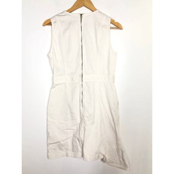AMUR Beba Dress Sleeveless Button-Front Mini Organic Cotton Blend Denim White 8 - Picture 4 of 8